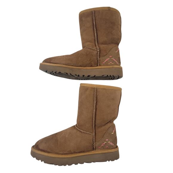 UGG Classic Suede Rustic Weave Boots Size 6 - Picture 8 of 9